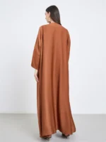 Middle Eastern Full Sleeve Loose Abaya Muslim Women Solid Open Front Abayas Casual Kaftans Jilbabs Ethnic Islamic Maxi Dresses - Image 5