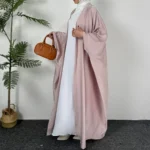 Open Front Abaya Muslim Out Kaftan Loose Long Sleeve Maxi Length Dress ,Women Jilbabs Cardigan Coat And Sleeveless Inner Dress - Image 4