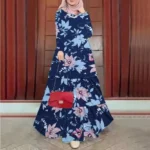 ⁦Eid Muslim Abaya for Women Print Dresses Jalabiya Sashes Kaftan Morocco Ramadan Abayas Arab Long Robe Islam Dubai Vestidos⁩ - الصورة ⁦2⁩