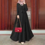 ⁦Eid Muslim Abaya for Women Print Dresses Jalabiya Sashes Kaftan Morocco Ramadan Abayas Arab Long Robe Islam Dubai Vestidos⁩ - الصورة ⁦4⁩