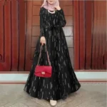 Eid Muslim Abaya for Women Print Dress Jalabiya Lace Up Saudi Arab Long Robe Ramadan Morocco Dubai Abayas Kaftan Islam Vestidos - Image 4