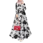 Ramadan Morocco Dubai Abayas for Women Print Dress Jalabiya Sashes Lace Up Eid Muslim Islam Vestidos Kaftan Saudi Arab Long Robe - Image 4