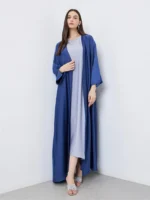 Middle Eastern Full Sleeve Loose Abaya Muslim Women Solid Open Front Abayas Casual Kaftans Jilbabs Ethnic Islamic Maxi Dresses - Image 2